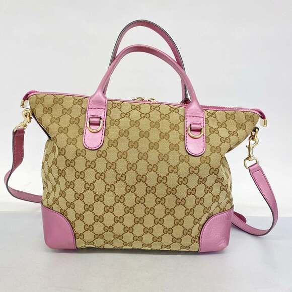 Gucci GG Canvas Tote Bag 269957 Brown Pink Champagne 2-Way for Women - Picture 14 of 14